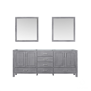 Pemberly Row 80&quot Double Vanity with Mirrors in Distressed Gray