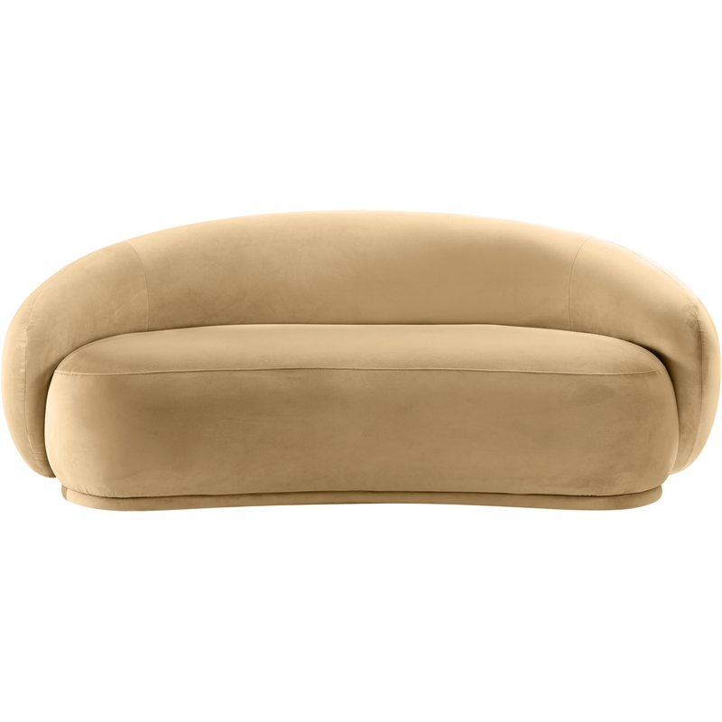 Pemberly Row Modern / Contemporary Camel Velvet Fabric Loveseat