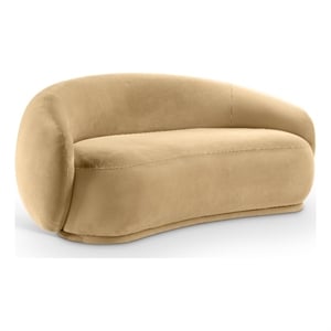 Pemberly Row Modern / Contemporary Camel Velvet Fabric Loveseat