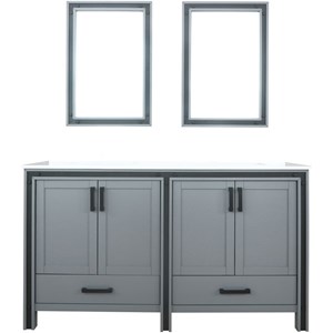 Pemberly Row 60&quot Cultured Marble Top Double Vanity with Sink in Dark Gray