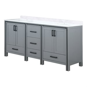 Pemberly Row 72&quot Cultured Marble Top Double Vanity with Sink in Dark Gray