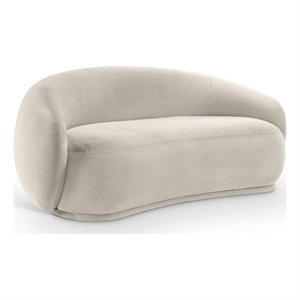 Pemberly Row Modern / Contemporary Cream Velvet Fabric Loveseat