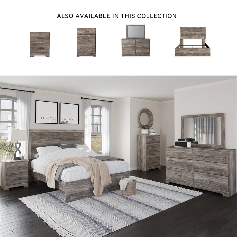 Pemberly Row Wooden 6-Drawer Farmhouse Bedroom Dresser in Gray