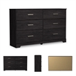 Pemberly Row Wooden Modern / Contemporary 6-Drawer Dresser in Black