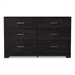 Pemberly Row Wooden Modern / Contemporary 6-Drawer Dresser in Black