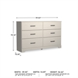 Pemberly Row Wooden 6-Drawer Coastal Bedroom Dresser in White