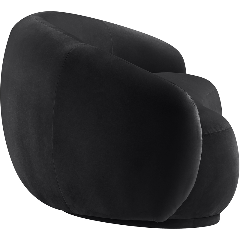 Pemberly Row Modern / Contemporary Black Velvet Fabric Loveseat