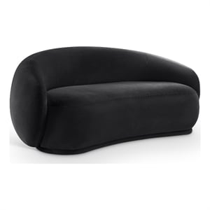 Pemberly Row Modern / Contemporary Black Velvet Fabric Loveseat