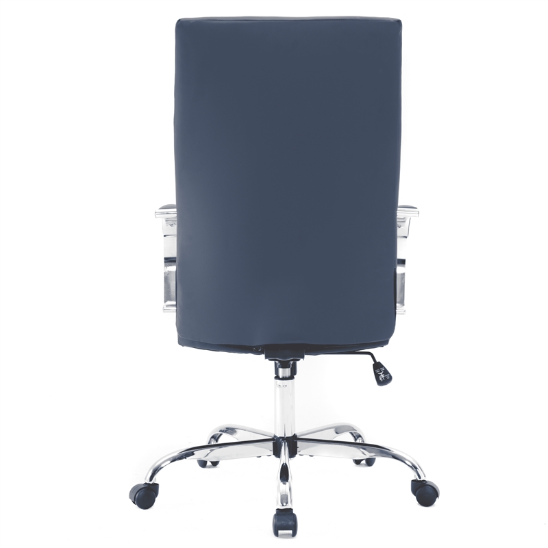 Pemberly Row Modern High-Back Leather Conference Office Chair in Navy Blue
