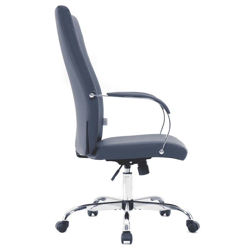 Pemberly Row Modern High-Back Leather Conference Office Chair in Navy Blue