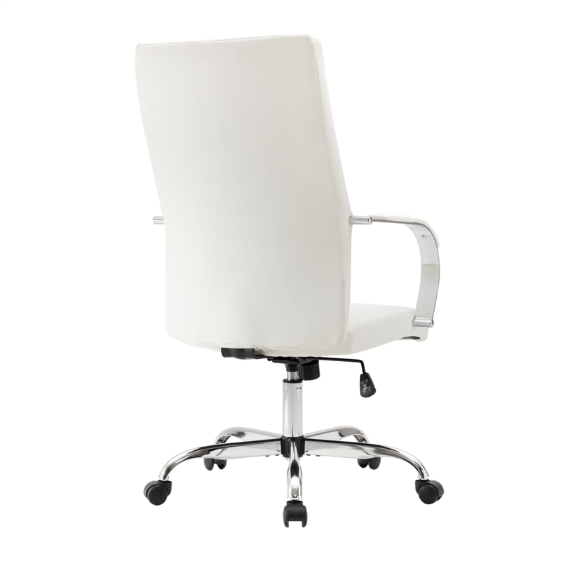Pemberly Row Modern High-Back Leather Conference Office Chair in White