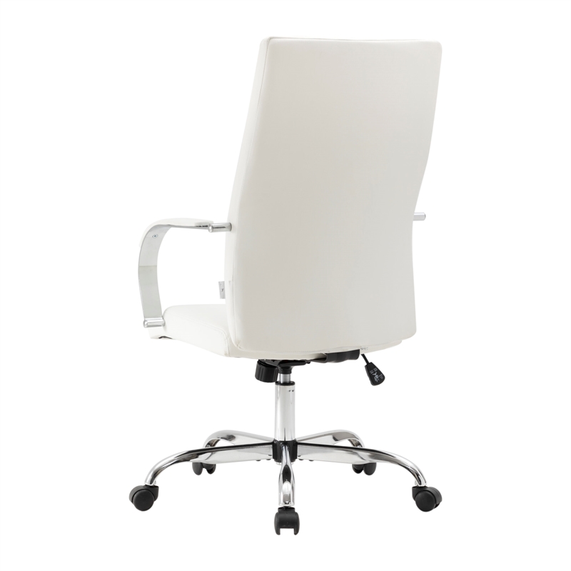 Pemberly Row Modern High-Back Leather Conference Office Chair in White