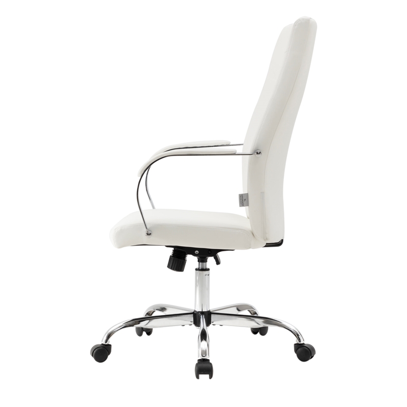 Pemberly Row Modern High-Back Leather Conference Office Chair in White