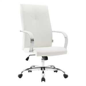 Pemberly Row Modern High-Back Leather Conference Office Chair in White