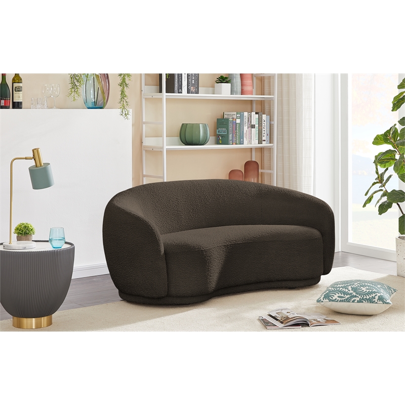 Pemberly Row Modern / Contemporary Brown Boucle Fabric Loveseat