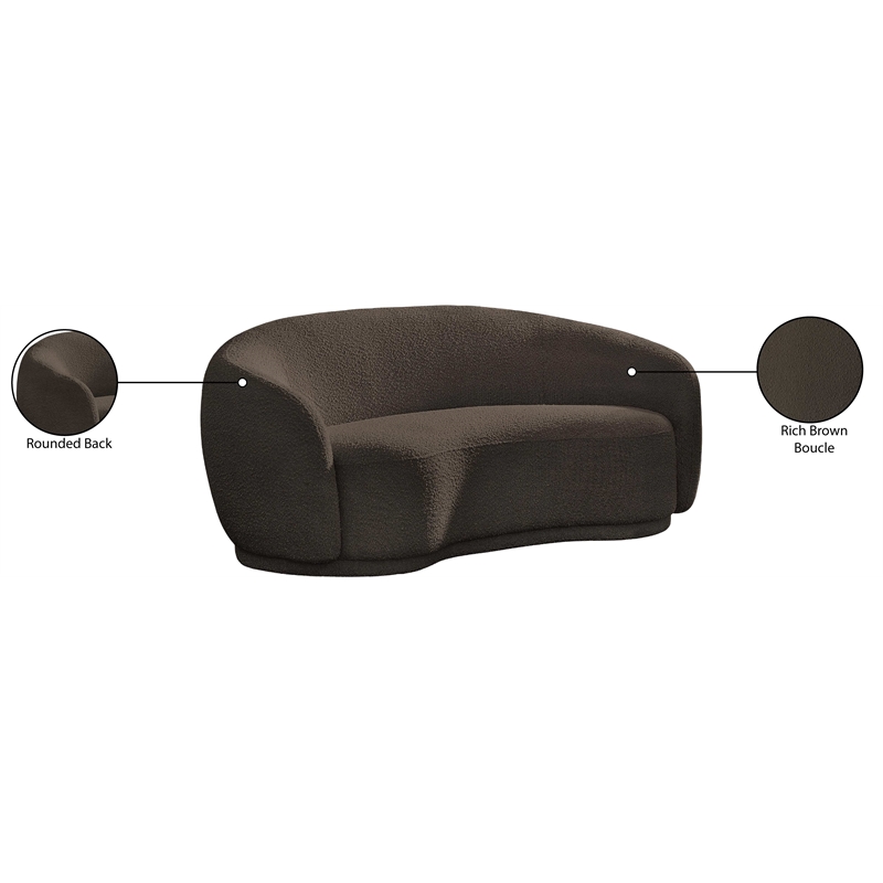 Pemberly Row Modern / Contemporary Brown Boucle Fabric Loveseat