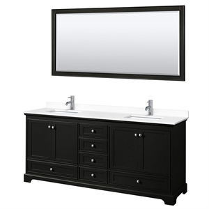 Pemberly Row 80&quot Plywood Double Bathroom Vanity in Chrome/Espresso
