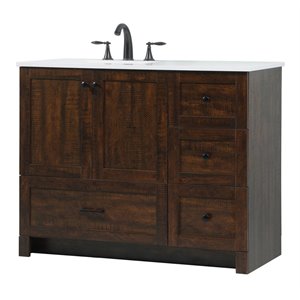 Pemberly Row 42&quot Aluminum MDF Single Bathroom Vanity in Expresso