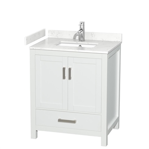 Pemberly Row 30&quot Wood Single Bathroom Vanity in Chrome/White