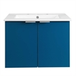 Pemberly Row Modern Wood Wall-Mount Bathroom Vanity in Navy/White