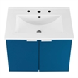 Pemberly Row Modern Wood Wall-Mount Bathroom Vanity in Navy/White