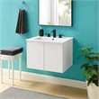 Pemberly Row Modern Wood Wall-Mount Bathroom Vanity in White