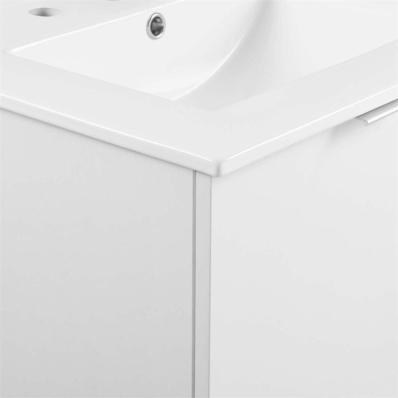 Pemberly Row Modern Wood Wall-Mount Bathroom Vanity in White