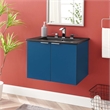 Pemberly Row Modern Wood Wall-Mount Bathroom Vanity in Navy/Black