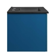 Pemberly Row Modern Wood Wall-Mount Bathroom Vanity in Navy/Black
