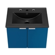 Pemberly Row Modern Wood Wall-Mount Bathroom Vanity in Navy/Black