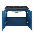 Pemberly Row Modern Wood Wall-Mount Bathroom Vanity in Navy/Black