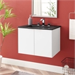 Pemberly Row Modern Wood Wall-Mount Bathroom Vanity in White/Black