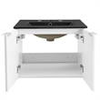 Pemberly Row Modern Wood Wall-Mount Bathroom Vanity in White/Black