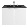 Pemberly Row Modern Wood Wall-Mount Bathroom Vanity in White/Black