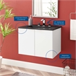 Pemberly Row Modern Wood Wall-Mount Bathroom Vanity in White/Black