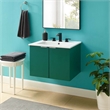 Pemberly Row Modern Wood Wall-Mount Bathroom Vanity in Green/White