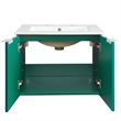 Pemberly Row Modern Wood Wall-Mount Bathroom Vanity in Green/White