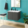 Pemberly Row Modern Wood Wall-Mount Bathroom Vanity in Gray/White