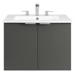 Pemberly Row Modern Wood Wall-Mount Bathroom Vanity in Gray/White