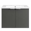 Pemberly Row Modern Wood Wall-Mount Bathroom Vanity in Gray/White
