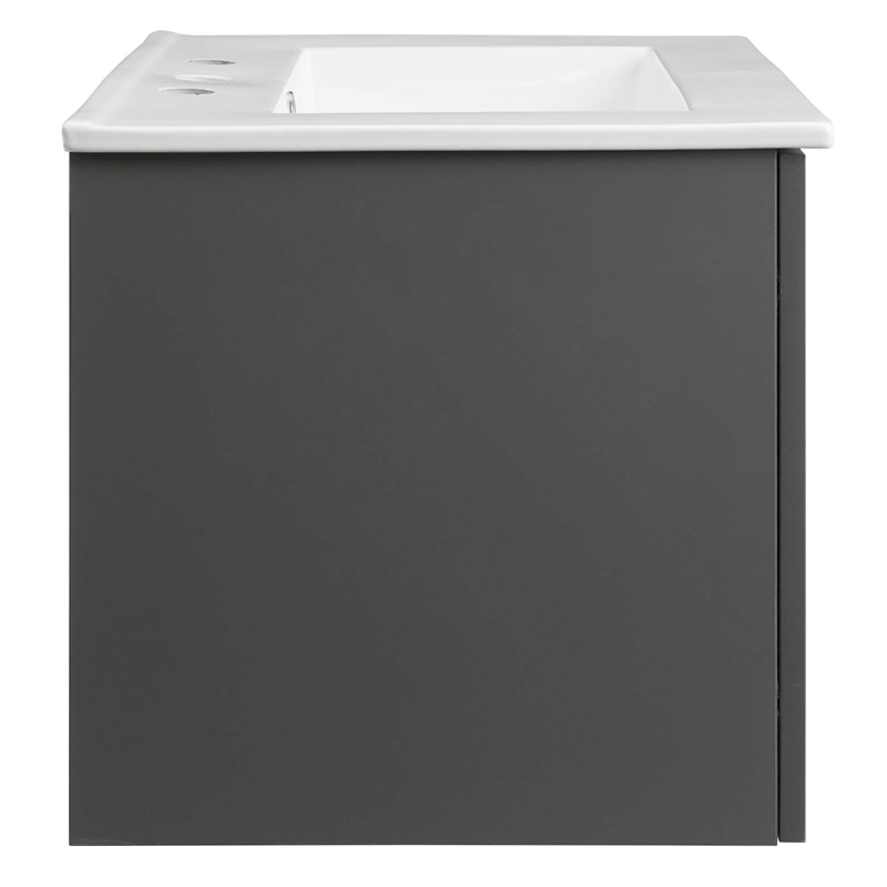 Pemberly Row Modern Wood Wall-Mount Bathroom Vanity in Gray/White