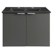 Pemberly Row Modern Wood Wall-Mount Bathroom Vanity in Gray/Black