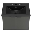 Pemberly Row Modern Wood Wall-Mount Bathroom Vanity in Gray/Black