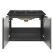 Pemberly Row Modern Wood Wall-Mount Bathroom Vanity in Gray/Black