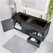 Pemberly Row Modern Wood/Ceramic Double Sink Bathroom Vanity in Gray/Black