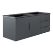Pemberly Row Modern Wood/Ceramic Double Sink Bathroom Vanity in Gray/Black