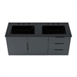 Pemberly Row Modern Wood/Ceramic Double Sink Bathroom Vanity in Gray/Black