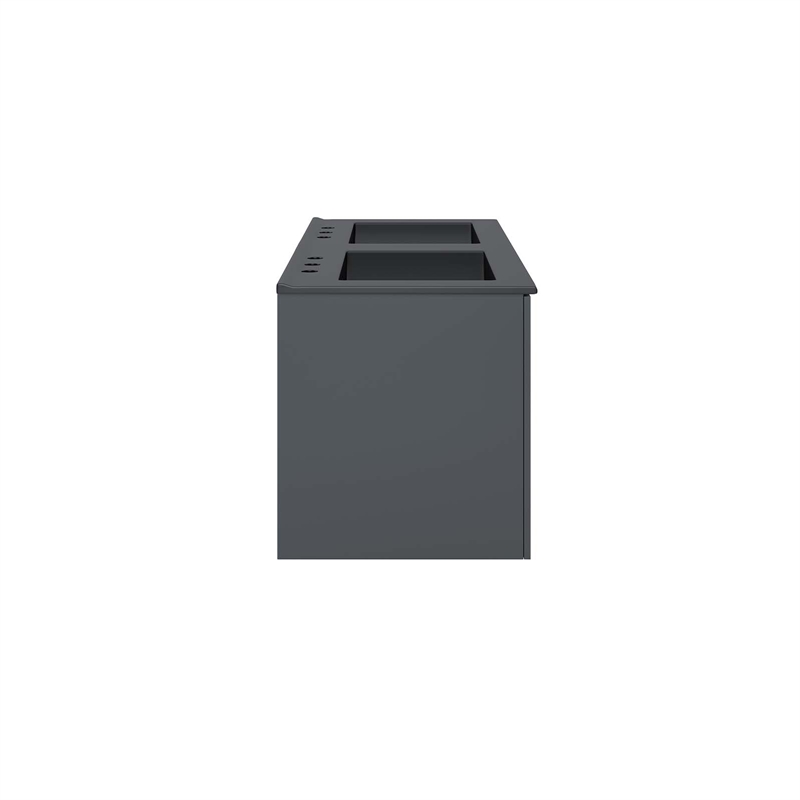 Pemberly Row Modern Wood/Ceramic Double Sink Bathroom Vanity in Gray/Black