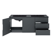 Pemberly Row Modern Wood/Ceramic Double Sink Bathroom Vanity in Gray/Black