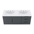 Pemberly Row Modern Wood/Ceramic Double Sink Bathroom Vanity in Gray